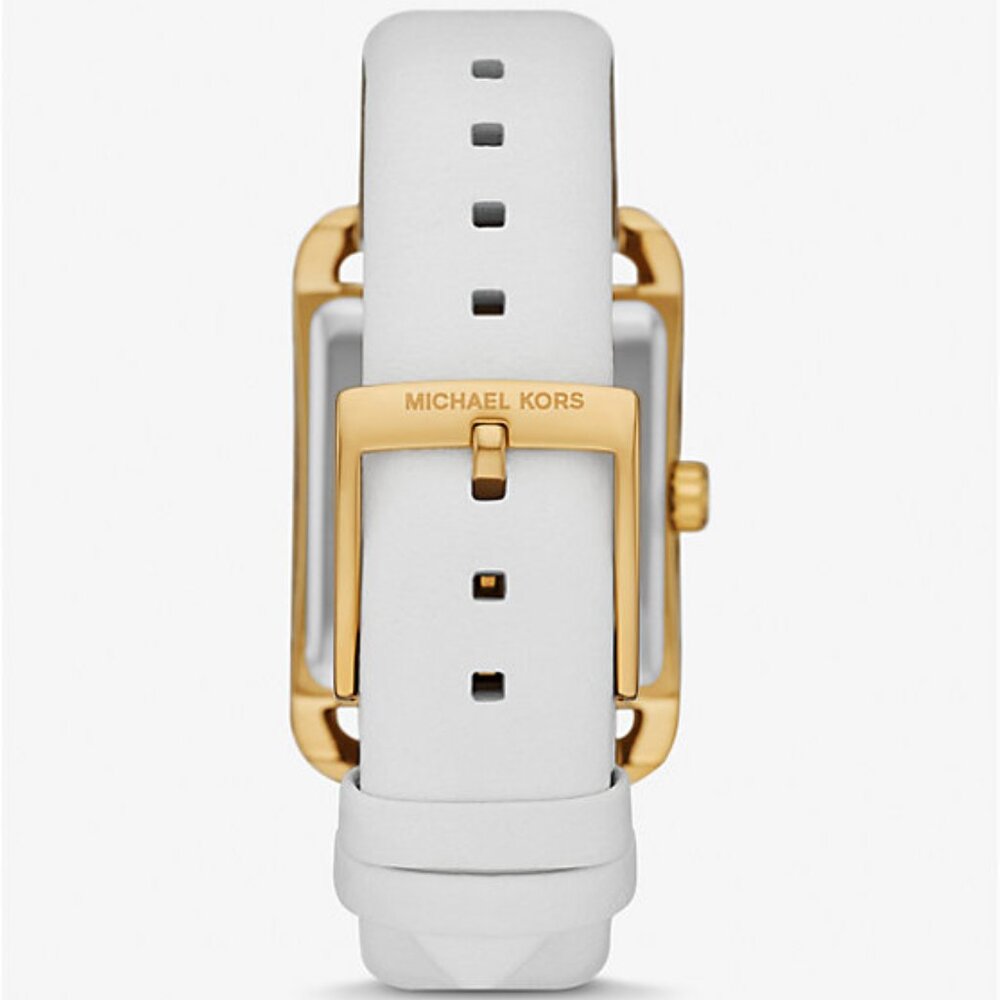 $118 NWT MICHAEL MICHAEL KORS Gold-Tone White Leather Watch - Picture 3 of 6